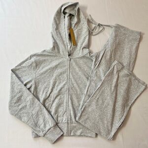 SKIMS Gray Zip-Up Hoodie + Pants set